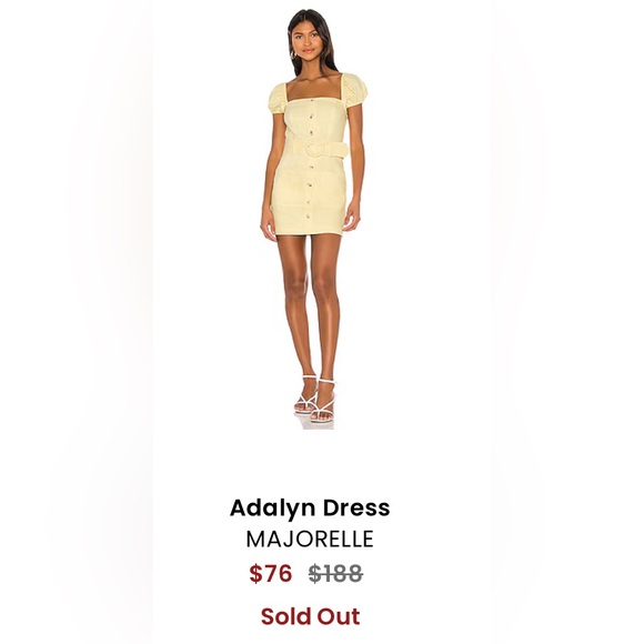 Revolve MAJORELLE ‘Adalyn’ Puff Sleeve Button-Front Mini Dress in Pale Yellow - Picture 2 of 12